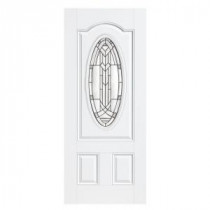Masonite Chatham Three Quarter Oval Lite Primed Smooth Fiberglass Entry Door with No Brickmold