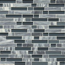 Daltile Stone Radiance Glacier Gray 11-3/4 in. x 12-1/2 in. Glass and Stone Mosaic Blend Wall Tile
