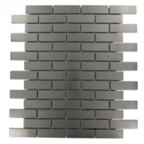 Splashback Tile Stainless Steel Brick Pattern 12 in. x 12 in. MetalMosaic Floor and Wall Tile