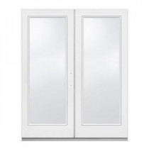 JELD-WEN Retro 72 in. x 80 in. White French Left-Hand Inswing 1 Lite Patio Door with LowE Glass