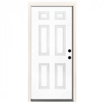 Steves & Sons Premium 6-Panel Primed White Steel Entry Door with 30 in. Left-Hand Inswing and 4 in. Wall