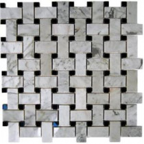 Splashback Tile 3/4 in. x 2 in. With Black Dot 1/2 in. x 1/2 in. Marble Tile