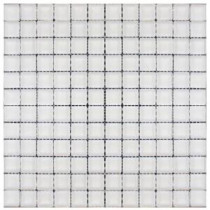 Splashback Tile Contempo Bright White Polished 12 in. x 12 in. Glass Mosaic Floor and Wall Tile