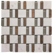 Jeffrey Court 11-3/4 in. x 11-3/4 in. Silver Strips Glass and Stone and Metal Mosaic Wall Tile