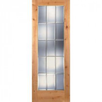 Feather River Doors 15-Lite Clear Bevel Brass Woodgrain 1-Lite Unfinished Knotty Alder Interior Door Slab