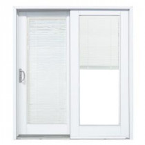MasterPiece 71-1/4 in. x 79 1/2 in. Composite White Left-Hand Smooth Interior with Blinds Between Glass DP50 Sliding Patio Door