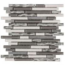 Jeffrey Court 12-1/4 in. x 12 in. Waves of Grey Glass/Metal Mosaic Wall Tile