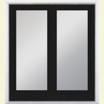 Masonite 60 in. x 80 in. Jet Black Steel Prehung Left-Hand Inswing 1 Lite Patio Door with Brickmold