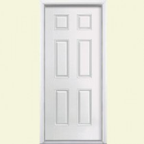 Masonite 6-Panel Primed Smooth Fiberglass Entry Door with Brickmold