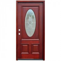 Pacific Entries Traditional 3/4 Oval Stained Mahogany Wood Entry Door with 6 in. Wall Series