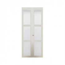 TRUporte 3080 Series 30 in. x 80 in. 3-Lite Tempered Frosted Glass Composite White Interior Bifold Closet Door