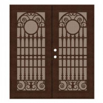 Unique Home Designs Spaniard 72 in. x 80 in. Copper Right-active Surface Mount Aluminum Security Door with Desert Sand Perforated Screen