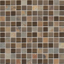 Daltile Slate Radiance Saddle 12 in. x 12 in. x 8mm Glass and Stone Mosaic Blend Wall Tile