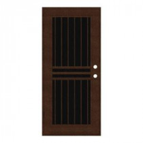 Unique Home Designs Plain Bar 36 in. x 80 in. Copperclad Left-handed Surface Mount Aluminum Security Door with Charcoal Insect Screen