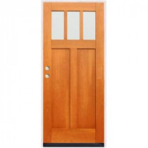 Pacific Entries Craftsman 3 Lite Stained Birch Wood Entry Door