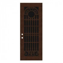Unique Home Designs Spaniard 36 in. x 96 in. Copper Right-handed Surface Mount Aluminum Security Door with Black Perforated Aluminum Screen