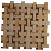 Splashback Tile Basket Braid Jerusalem Gold and Wood Onyx 12 in. x 12 in. Stone Mosaic Floor and Wall Tile