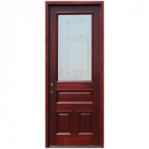 Pacific Entries Traditional 3/4 Lite Stained Mahogany Wood Entry Door with 6 in. Wall Series and 8 ft. Height Series