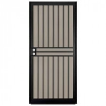 Unique Home Designs Guardian 36 in. x 80 in. Black Outswing Security Door with Tan Perforated Rust-free Aluminum Screen