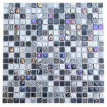 Splashback Tile 12 in. x 12 in. Aztec Art City Slicker Grey Glass Tiles