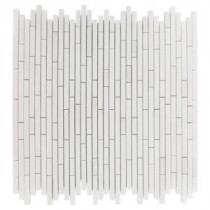 Splashback Tile Windsor 1/4 in. x Random White Thassos Pattern Marble Mosaic Tiles