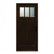 Main Door Craftsman Collection 3 Lite Prefinished Antique Mahogany Type Solid Wood Entry Door