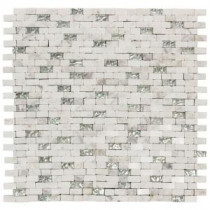 Jeffrey Court 12 in. x 12-3/4 in. Vision Mini Brick Glass/White Marble Mosaic Wall Tile