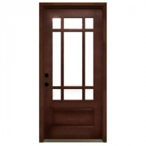 Steves & Sons Craftsman 9 Lite Stained Mahogany Wood Right-Hand Entry Door with 6 in. Wall and Prefinished Frame