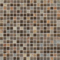 Daltile Slate Radiance Saddle 11-3/4 in. x 11-3/4 in. x 8 mm Glass and Stone Mosaic Blend Wall Tile