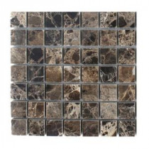 Splashback Tile Dark Emperidor Squares Marble Floor and Wall Tile - 6 in. x 6 in. Tile Sample