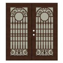 Unique Home Designs Spaniard 72 in. x 80 in. Copper Right-active Surface Mount Aluminum Security Door with Beige Perforated Aluminum Screen