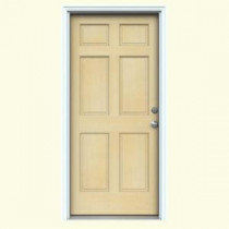 JELD-WEN 6-Panel Unfinished Hemlock Entry Door with Primed White AuraLast Jamb and Brickmold
