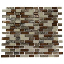 Splashback Tile Brick Pattern 12 in. x 12 in. Marble and Glass Mosaic Floor and Wall Tile