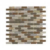 Jeffrey Court Trails End Mini Brick 11.875 in. x 12.75 in. Glass/Slate Mosaic Wall Tile