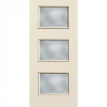 Builder's Choice 3 Lite Clear Glass Unfinished Fiberglass Raw Entry Door with Brickmould