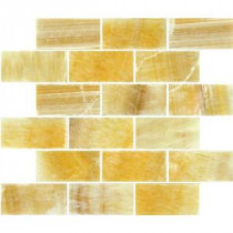 MS International 12 in. x 12 in. Honey Natural Stone Onyx Subway Mesh-Mounted Mosaic Tile