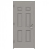 L.I.F Industries 30 in. x 80 in. Gray Right-Hand 6-Panel Security Door Unit with Welded Frame