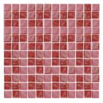 EPOCH Irridecentz I-Red-1415 Mosiac Recycled Glass Mesh Mounted Tile - 4 in. x 4 in. Tile Sample