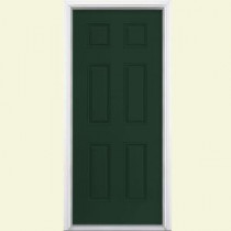 Masonite 6-Panel Painted Smooth Fiberglass Entry Door with Brickmold