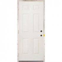 Milliken 32 in. x 80 in. 6-Panel Primed Steel White Prehung Left-Hand Inswing Security Entry Door