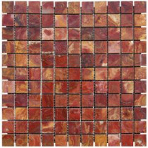 MS International 12 in. x 12 in. Red Polished Onyx Mesh-Mounted Mosaic Tile