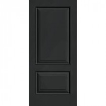 Builder's Choice 2-Panel Canvas Flush Painted Fiberglass Jet Black Entry Door with Brickmould