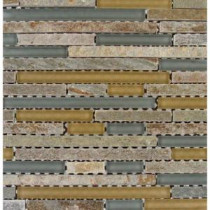 MS International 12 in. x 12 in. Golden Fields Interlocking Glass & Stone Mesh-Mounted Mosaic Tile