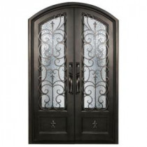 Iron Doors Unlimited Orleans 3/4 Lite Painted Light Bronze Decorative Wrought Iron Entry Door