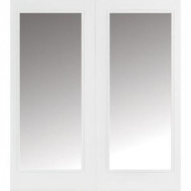 Masonite 60 in. x 80 in. Primed White Prehung Left-Hand Inswing Full Lite Smooth Fiberglass Patio Door with Brickmold