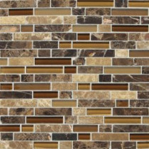 Daltile Stone Radiance Butternut Emperador 11-3/4 in. x 12-1/2 in. x 8 mm Glass and Stone Mosaic Blend Wall Tile