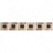 MARAZZI 12 in. x 2 in. Tuscan Brown Porcelain and Glass Listello Accent Tile