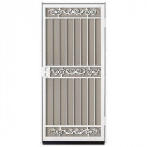 Unique Home Designs Sylvan 36 in. x 80 in. White Outswing Security Door with Tan Perforated Rust-Free Aluminum Screen