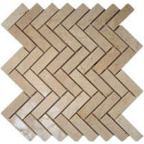 Splashback Tile Crema Marfil Herringbone 12 in. x 12 in. Marble Floor and Wall Tile