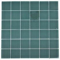 Splashback Tile 12 in. x 12 in. Contempo Turquoise Polished Glass Tile